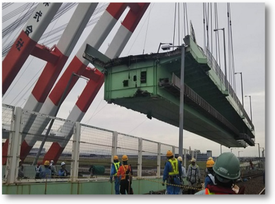 台風21号　関西国際空港連絡橋損傷に伴う鉄道緊急復旧工事